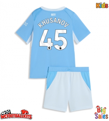 Manchester City Abdukodir Khusanov #45 Replica Home Stadium Kit for Kids 2026-27 Short Sleeve (+ pants)
